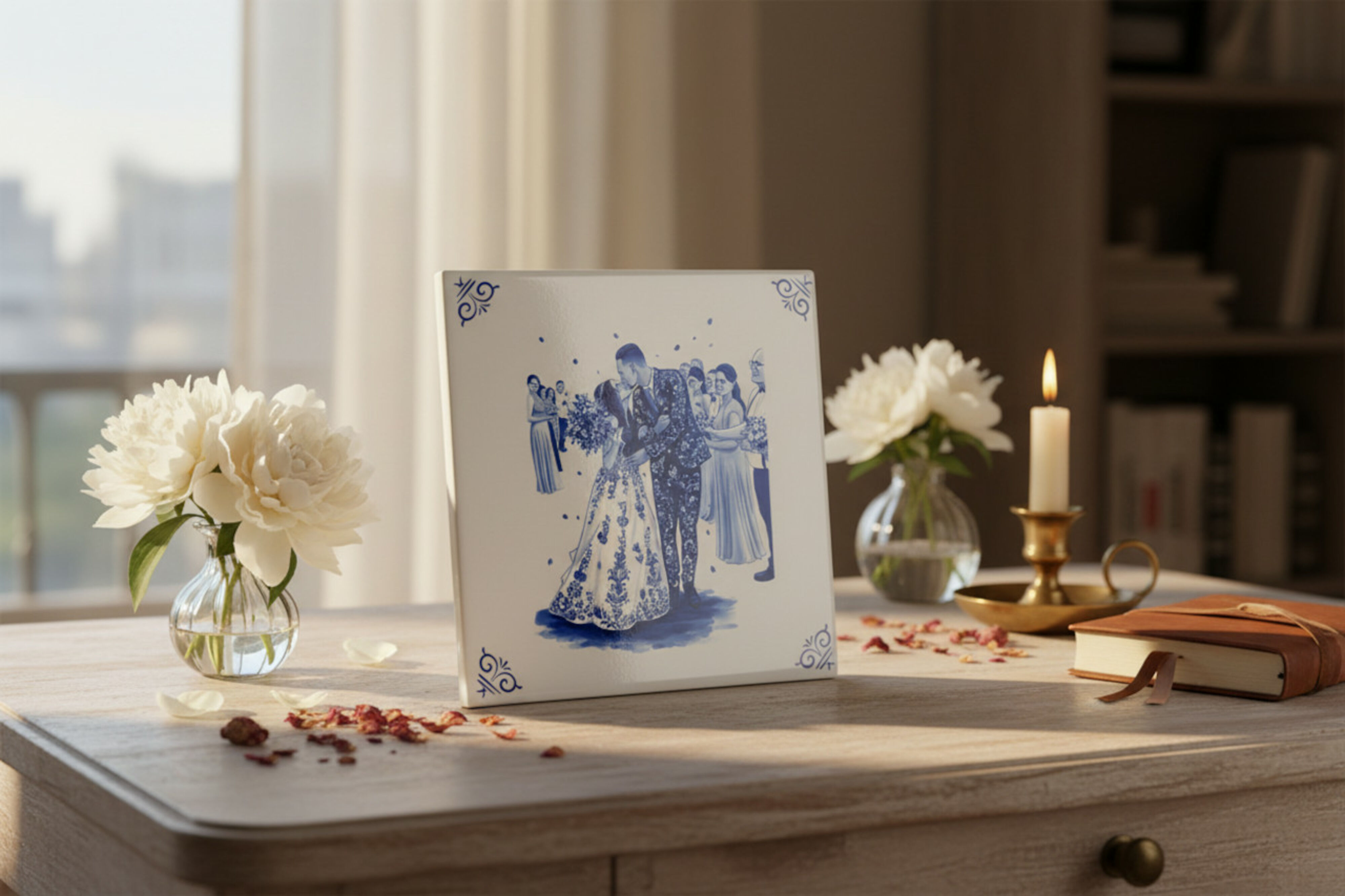 Delftsblauw tegeltje als huwelijkscadeau Delftsblauw tegeltje als huwelijkscadeau